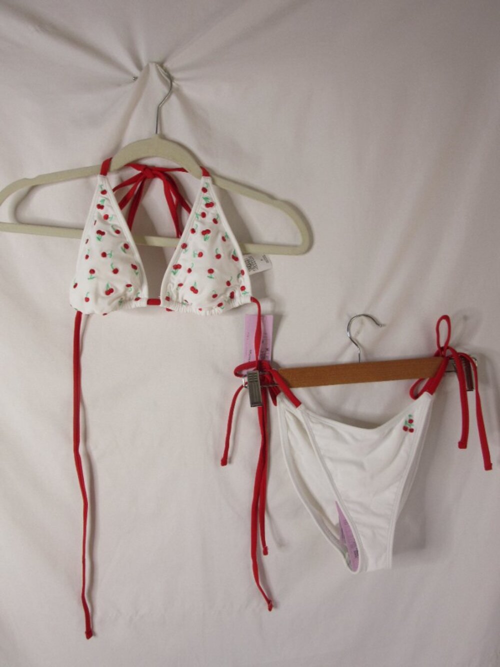 Wild Fable 2 Piece Bikini White with Embroidered Red Cherries Small NWT - Picture 2 of 10